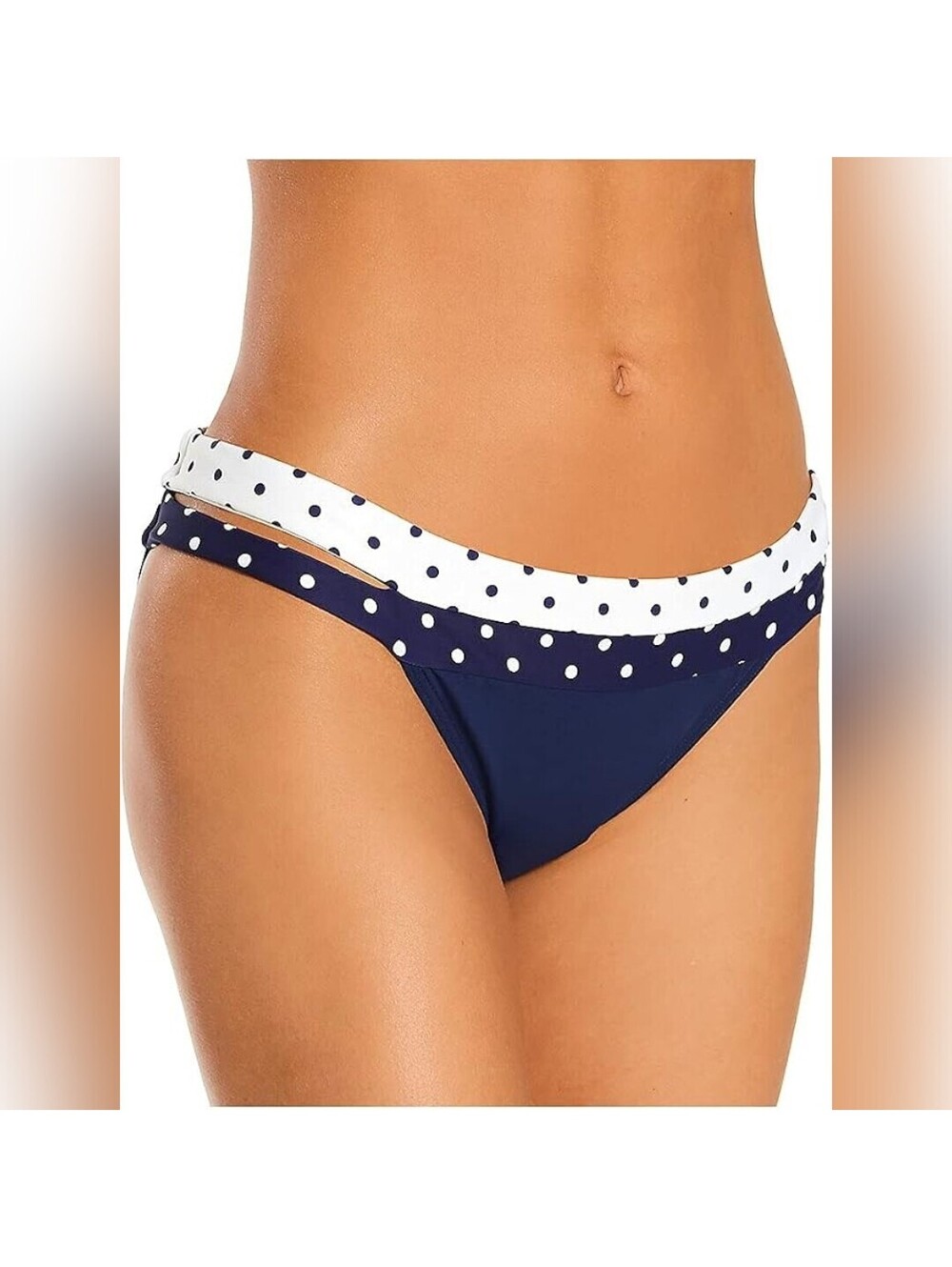 NWT Coco Reef Navy Polka Dot Double-Band Swimsuit Bikini Bottom, XL